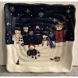 The Snow Friends By St. Nicholas Square Snowman Platter  11x 11  # 1440